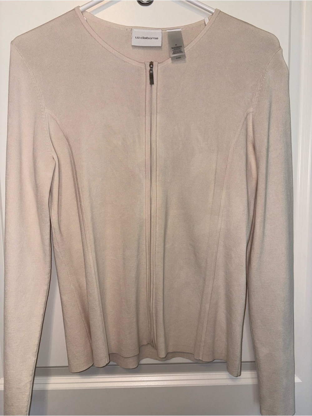 Liz Claiborne Light Cream Zip-Front Long Sleeve Jacket - Picture 1 of 4